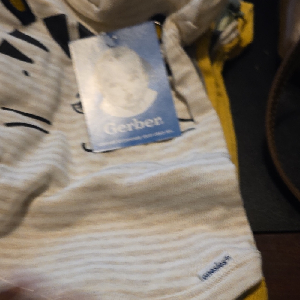 Gerber Striped Cream and Yellow Baby Set